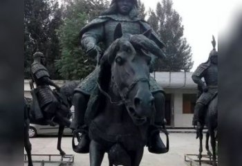 湖南英姿飒爽古代将军骑马铜雕