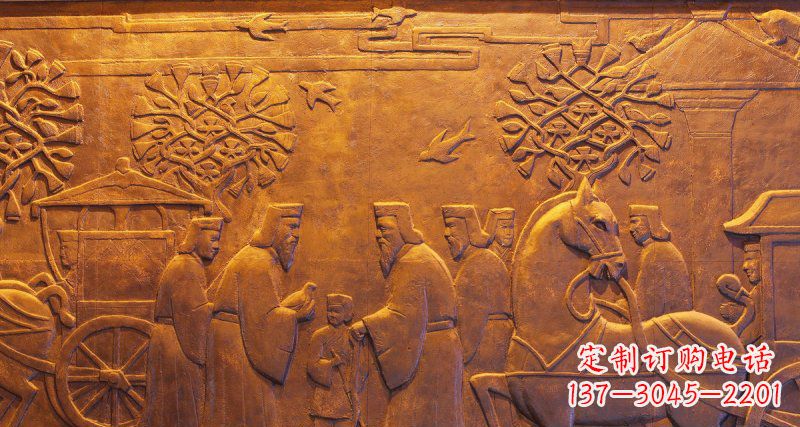 湖南古代人物和马车铜浮雕