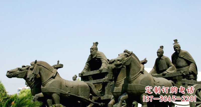 湖南古代人物骑马车园林景观雕塑