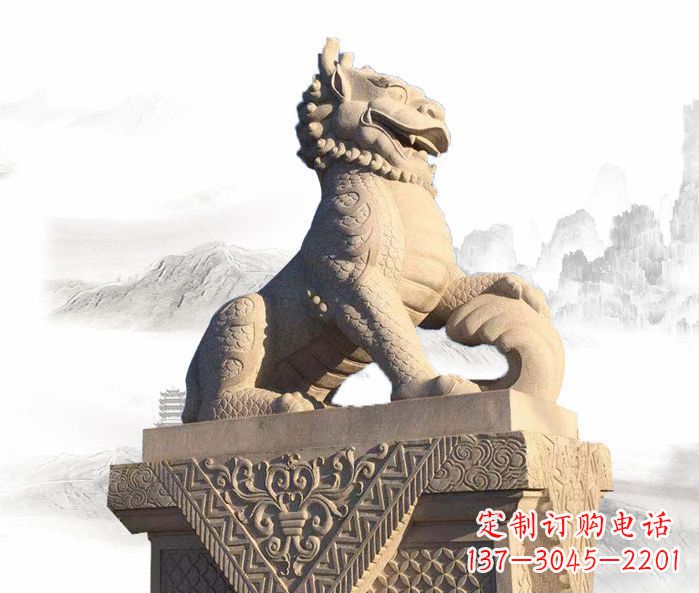 湖南精美古典大理石麒麟石雕