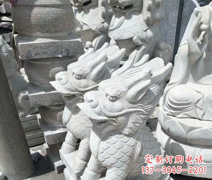 湖南传统工艺，精细做工，古代神兽大理石麒麟石雕高端定制