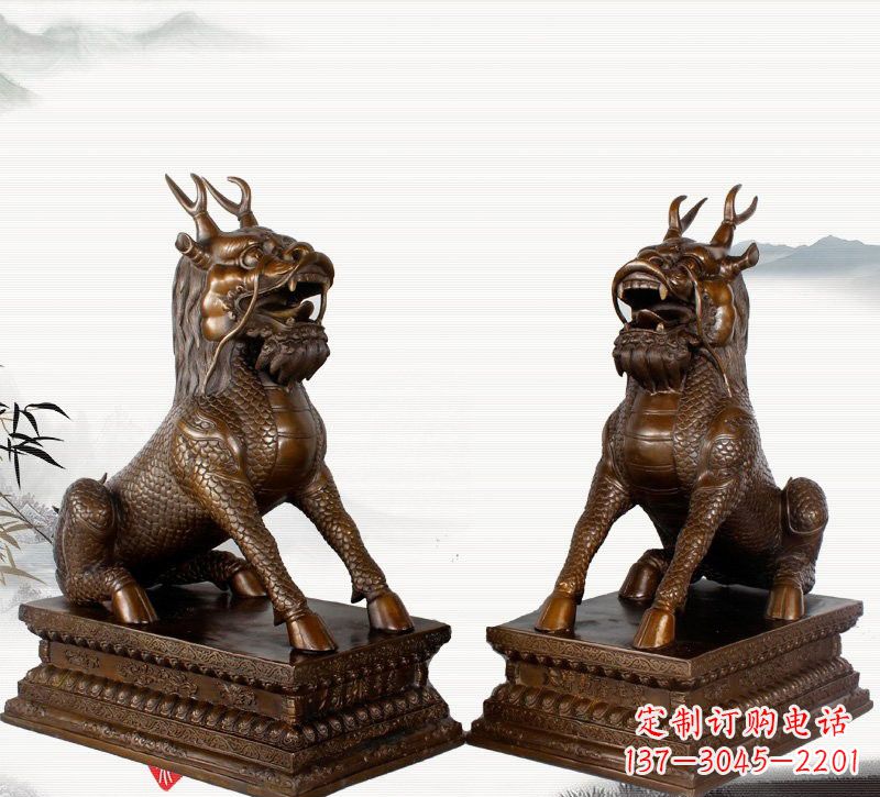 湖南古典神麒麟铜雕,馥玉臻品