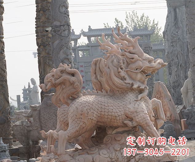 湖南中领雕塑:古典麒麟石雕,美丽传承