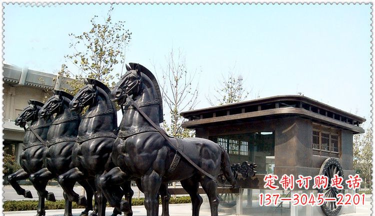 湖南传统古典马车铜雕塑