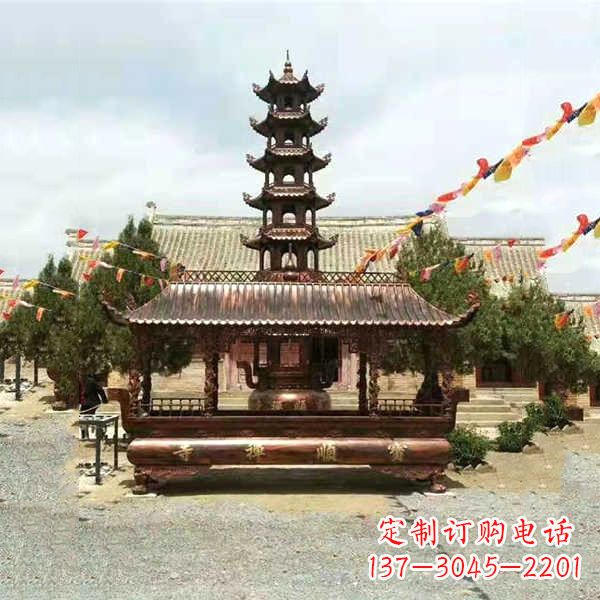 湖南全新古典铜香炉雕龙塑型双耳方形器皿