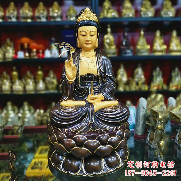 湖南古铜手工雕刻观音佛像