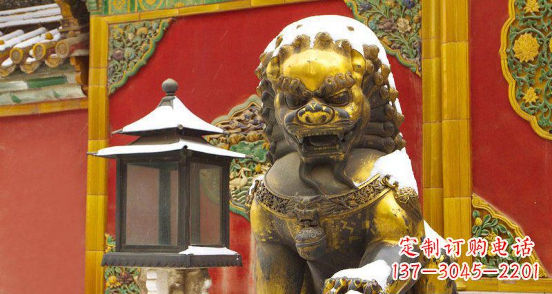 湖南故宫黄铜北京狮子铜雕