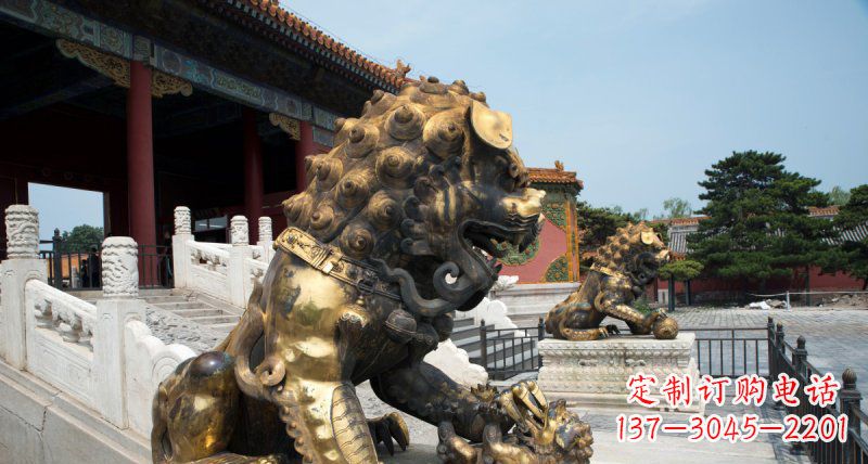 湖南故宫黄铜狮子雕塑