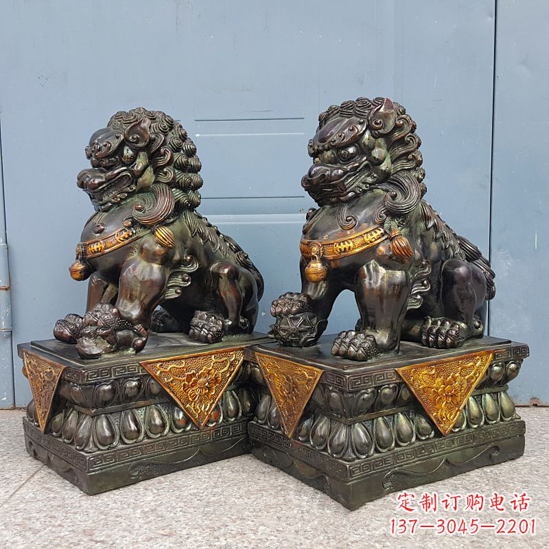 湖南中国传统工艺青铜狮子雕塑