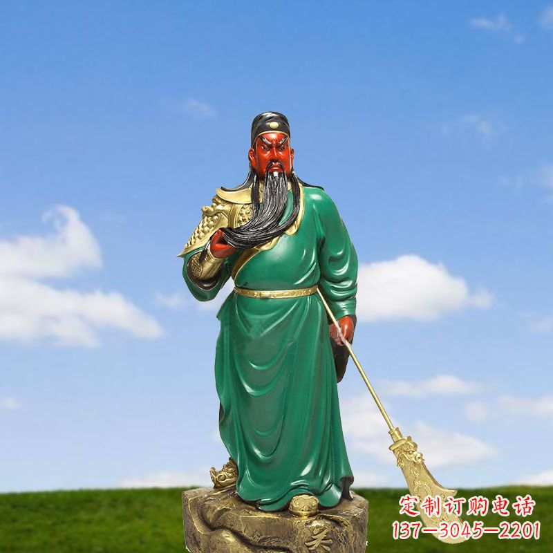 湖南精美彩绘关公雕塑