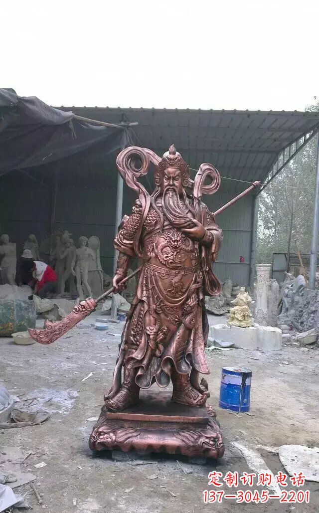 湖南关公红铜人物铜雕