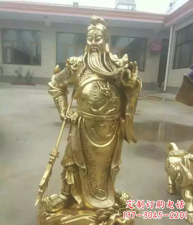 湖南中领雕塑定制关公提刀武财神铜雕