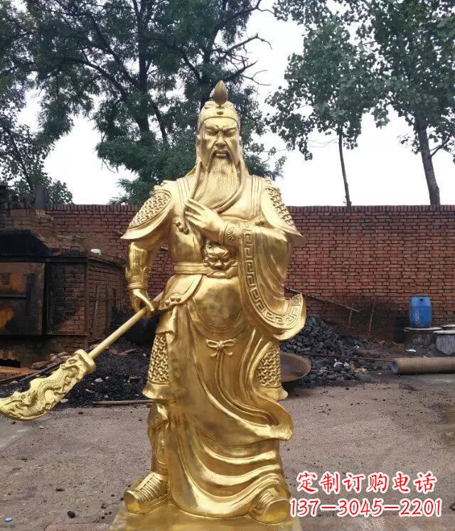 湖南关公提刀武财神铜雕,展现神秘而又令人敬畏的力量
