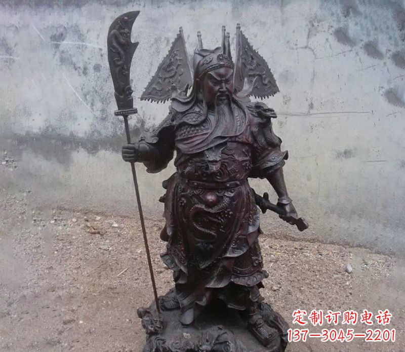 湖南来自中国神话传说的关公提刀铜雕
