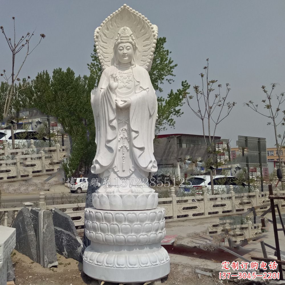 湖南观音菩萨汉白玉石精美雕塑