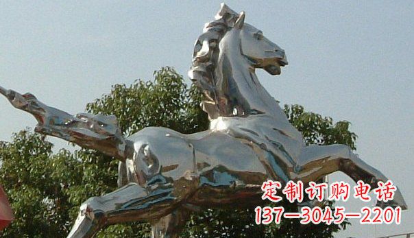 湖南广场不锈钢奔马雕塑 (2)