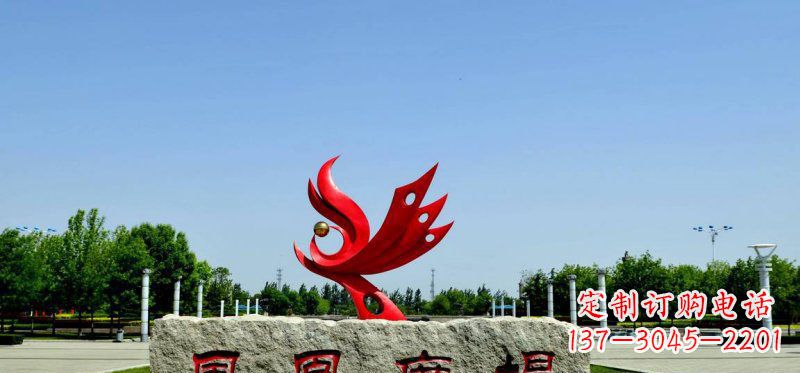 湖南广场不锈钢抽象凤凰雕塑 (3)