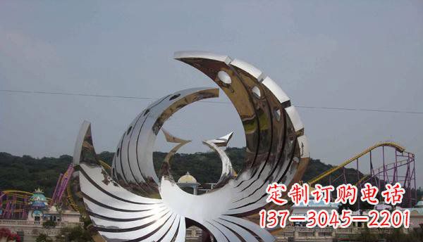 湖南广场不锈钢抽象凤凰雕塑 (2)