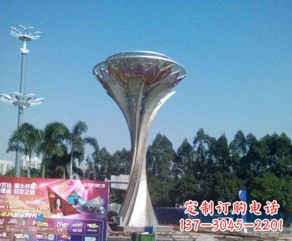 湖南精美大型不锈钢抽象莲花雕塑