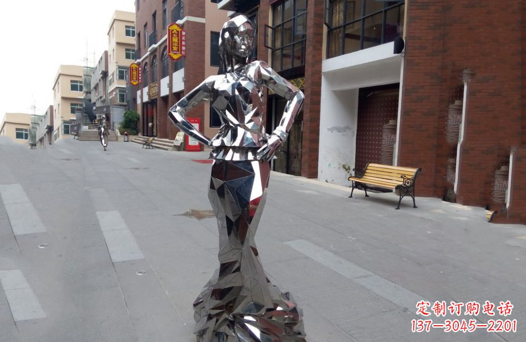 湖南以美丽的姿态展示不锈钢美女雕塑