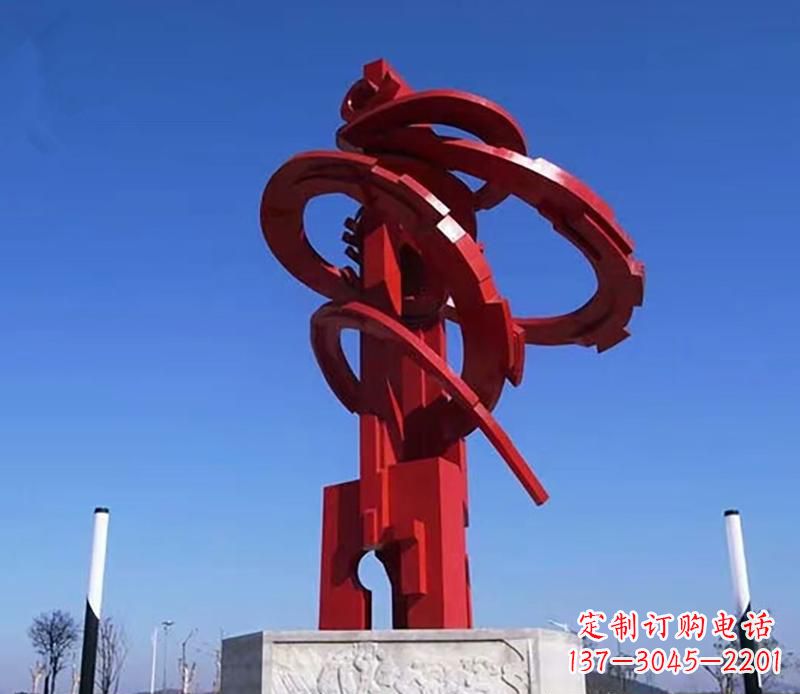 湖南广场不锈钢抽象飘带雕塑2