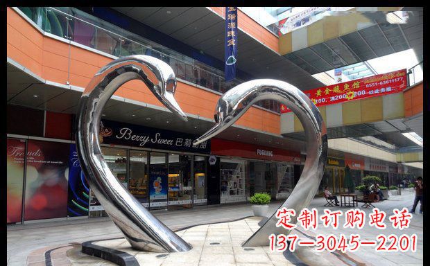 湖南中领雕塑:精美的不锈钢抽象天鹅雕塑