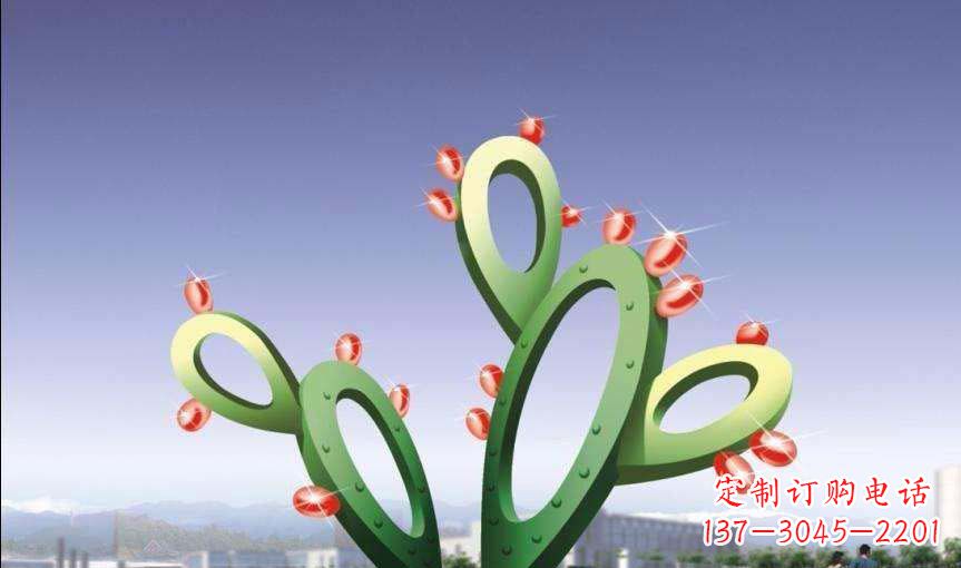 湖南广场不锈钢抽象仙人掌雕塑