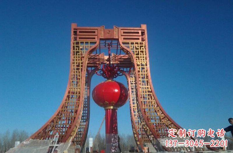 湖南广场不锈钢大型灯笼雕塑