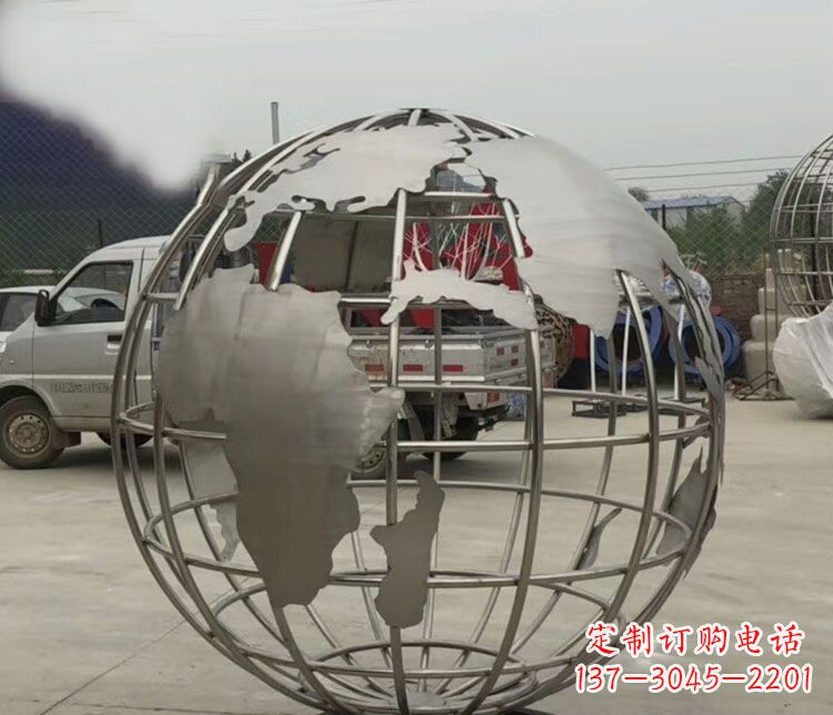 湖南中领雕塑:精美不锈钢地球仪雕塑