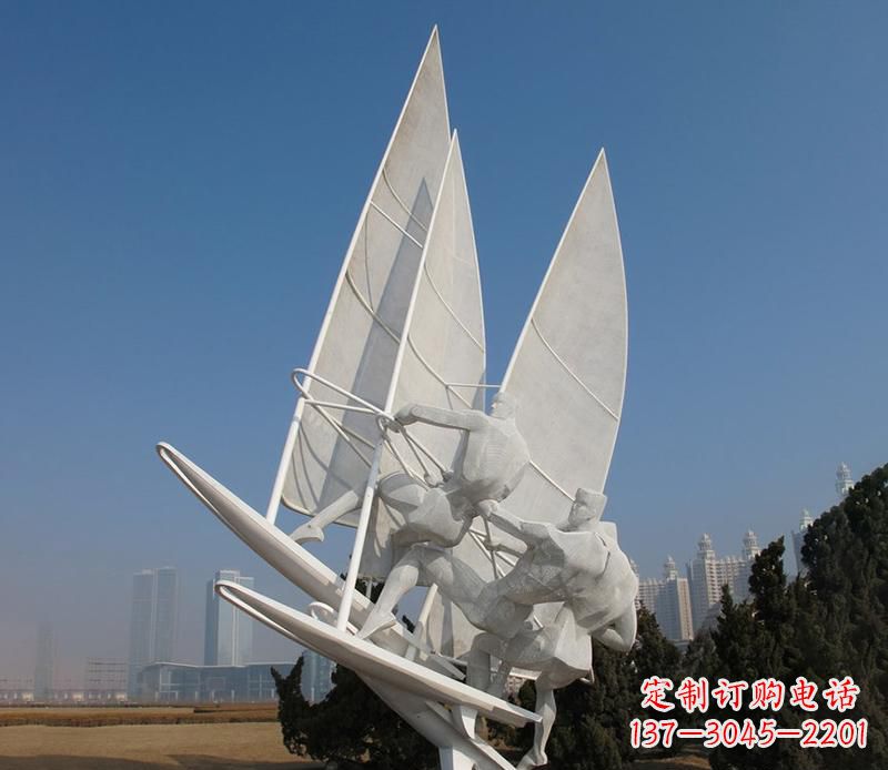 湖南广场不锈钢帆船比赛运动雕塑