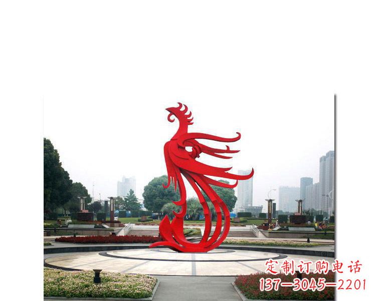 湖南古韵雕塑:不锈钢飞翔凤凰雕塑