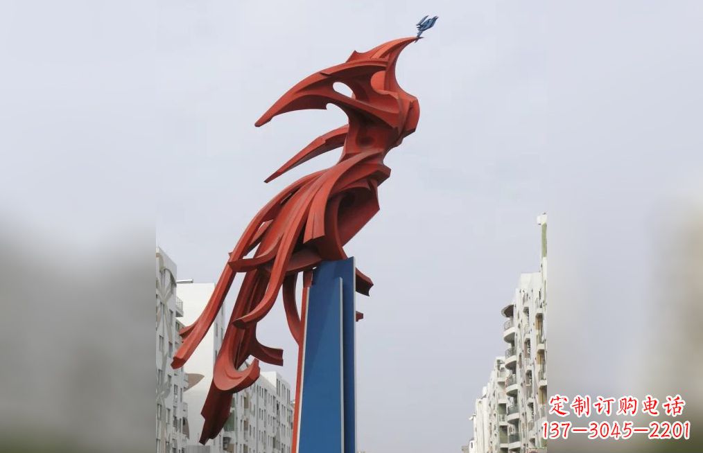 湖南广场不锈钢凤凰抽象雕塑