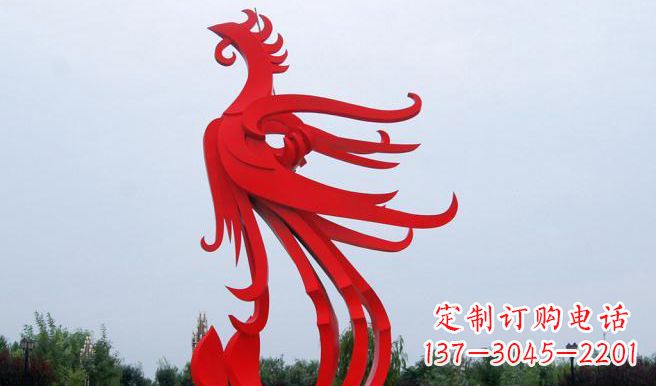 湖南中领雕塑制作的精美不锈钢凤凰雕塑