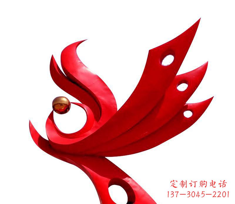 湖南广场不锈钢凤凰社区雕塑