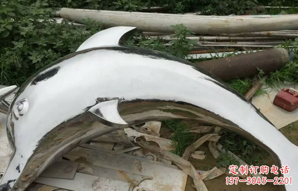 湖南广场不锈钢海豚雕塑 (2)