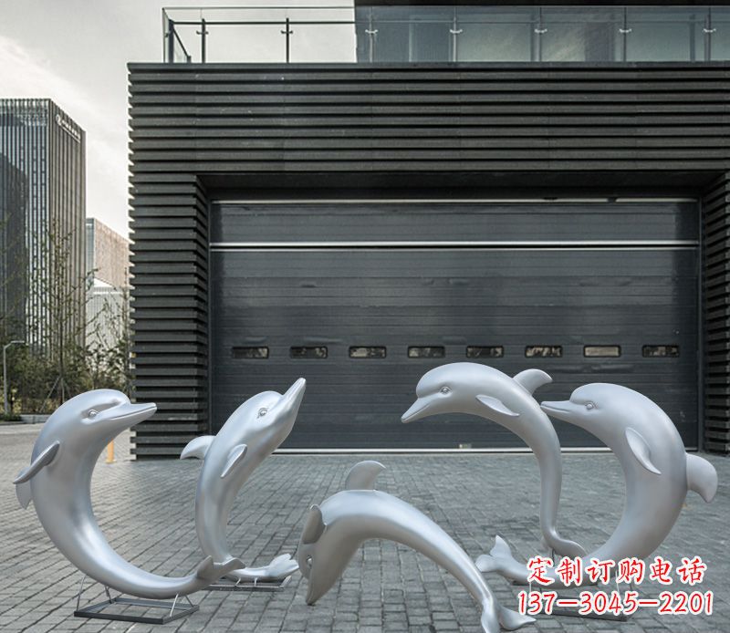 湖南广场不锈钢海豚景观雕塑