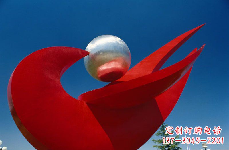 湖南广场不锈钢和平鸽明珠雕塑 (2)