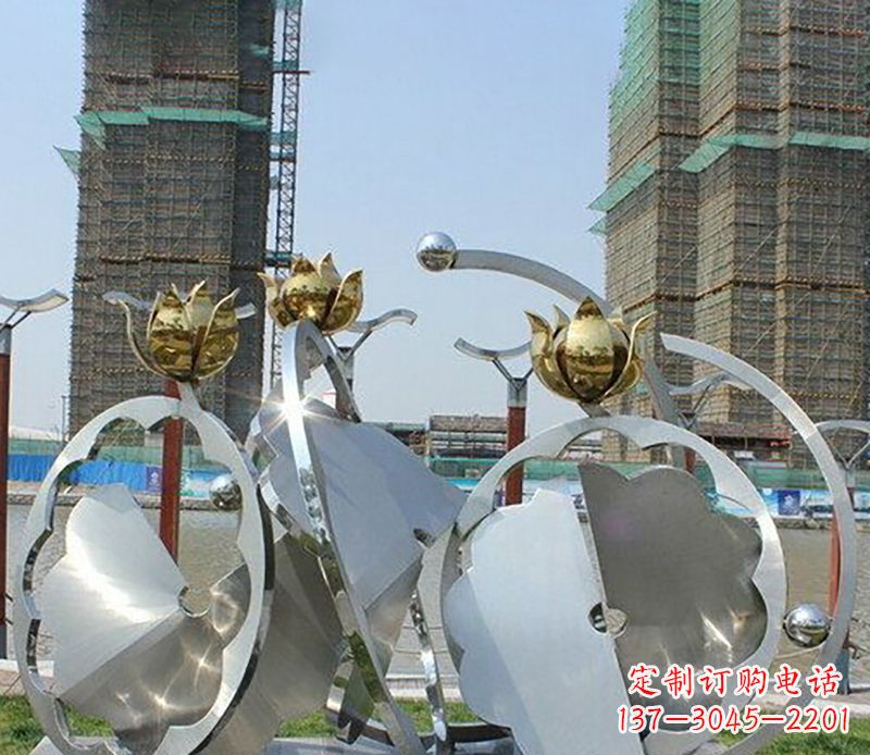 湖南精美不锈钢抽象莲花雕塑
