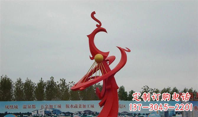 湖南广场不锈钢两只凤凰雕塑