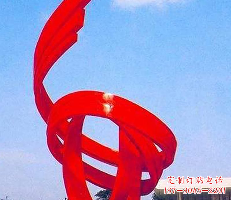 湖南广场不锈钢螺旋飘带景观雕塑