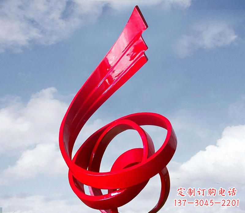 湖南广场不锈钢飘带翅膀抽象雕塑