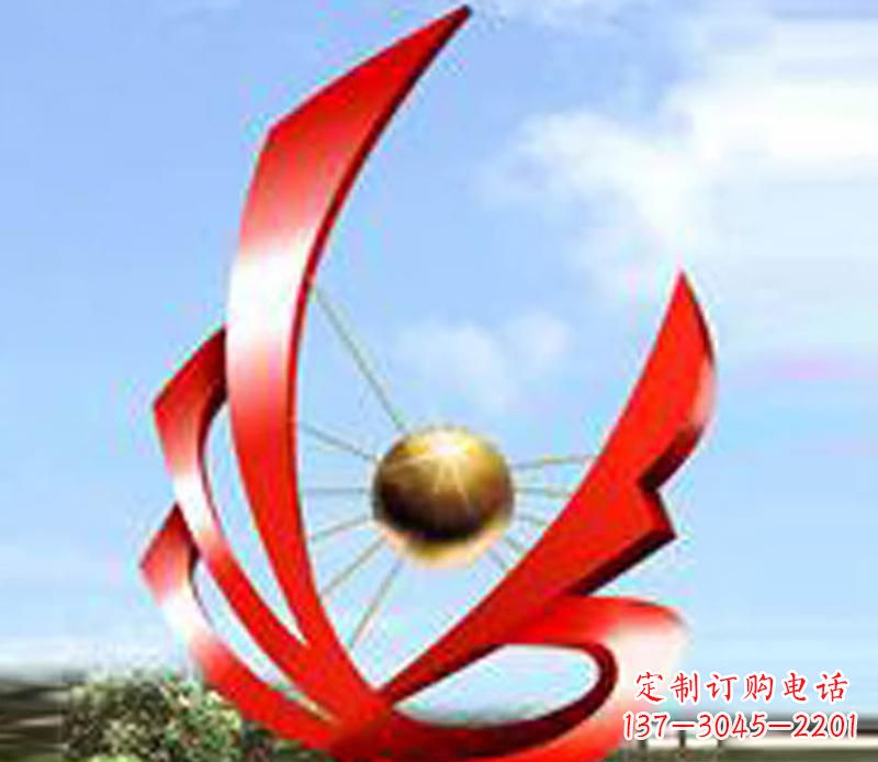 湖南让风带来梦想——中领雕塑飘带球网景观雕塑