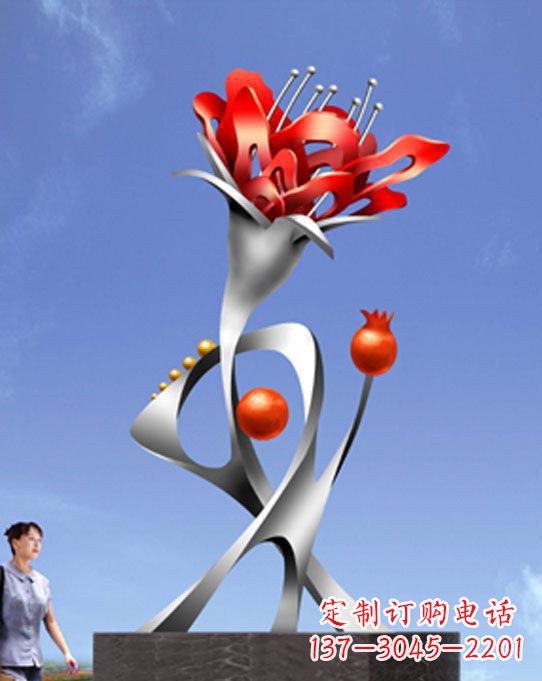 湖南精美不锈钢石榴花雕塑,震撼了审美的眼睛