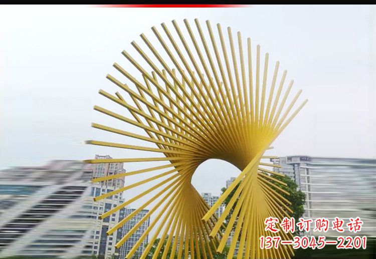 湖南现代美学——不锈钢树枝扇形景观雕塑