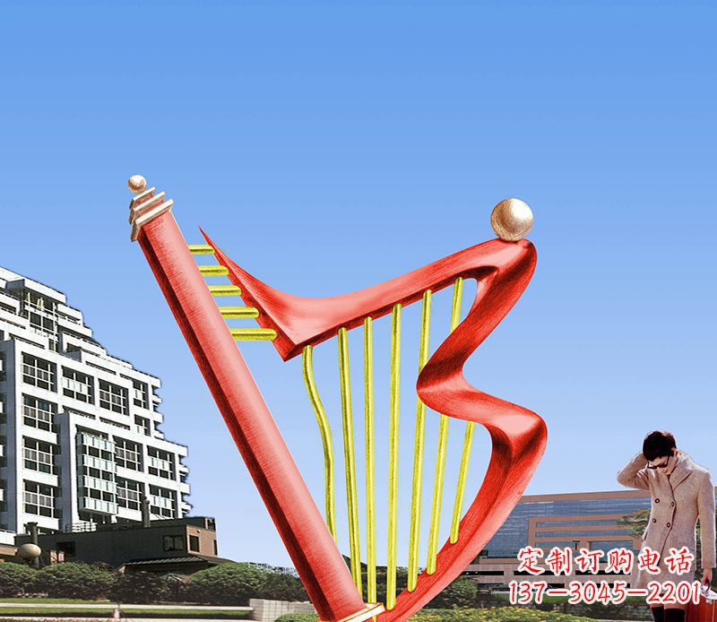 湖南精美不锈钢竖琴雕塑