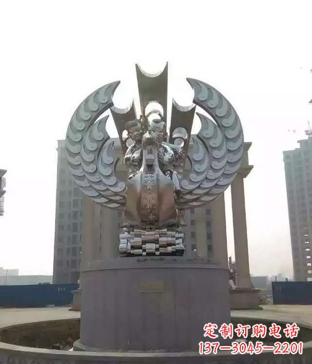 湖南广场不锈钢童趣凤凰雕塑