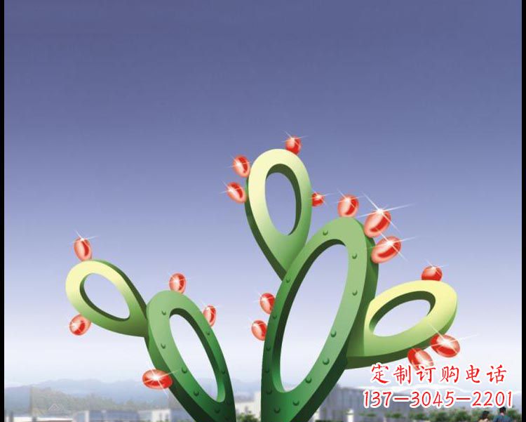 湖南视觉焕发的不锈钢仙人掌景观雕塑