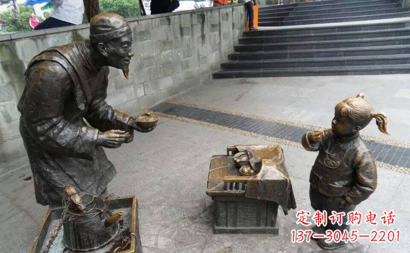 湖南小女孩铜雕,古朴优雅