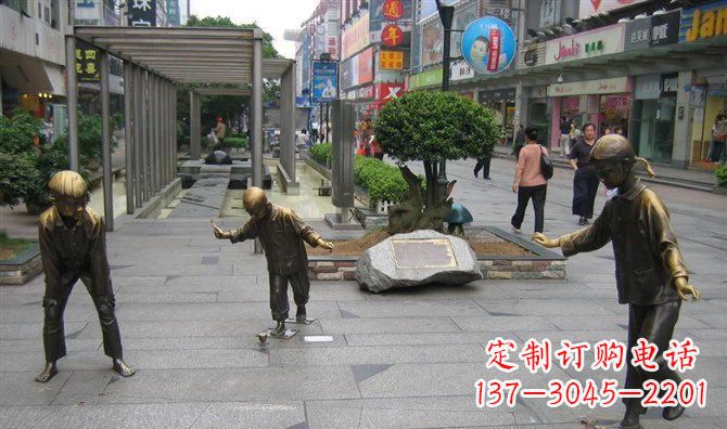 湖南中领雕塑:陀螺小品人物铜雕