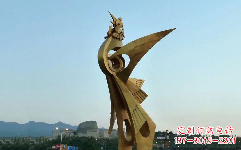 湖南中领雕塑出品古典典雅不锈钢凤凰雕塑